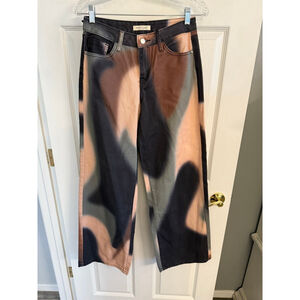 NWTs Machine baggy wide leg multi color brown/tan/black/green Y2K Jeans size 1